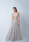 Mist Grey Morning Glory Lehenga Set