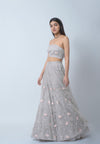 Mist Grey Morning Glory Lehenga Set