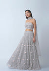 Mist Grey Morning Glory Lehenga Set