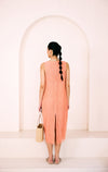 Peach Sunset Gathered Dress