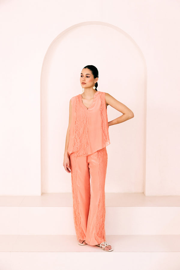 Peach Sunset Asymmetrical Tunic Set