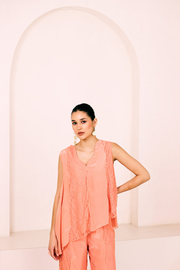 Peach Sunset Asymmetrical Tunic Set