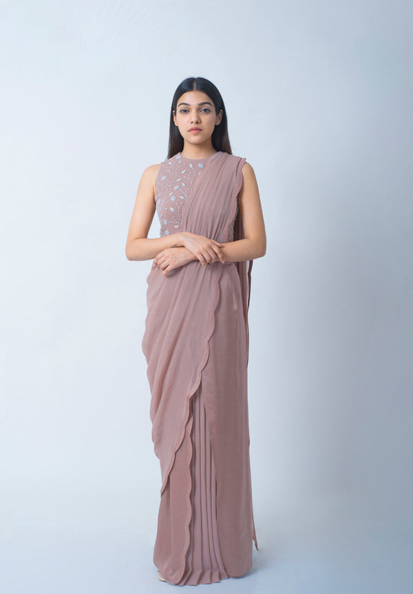 Hushed Rose Pre-Draped Saree