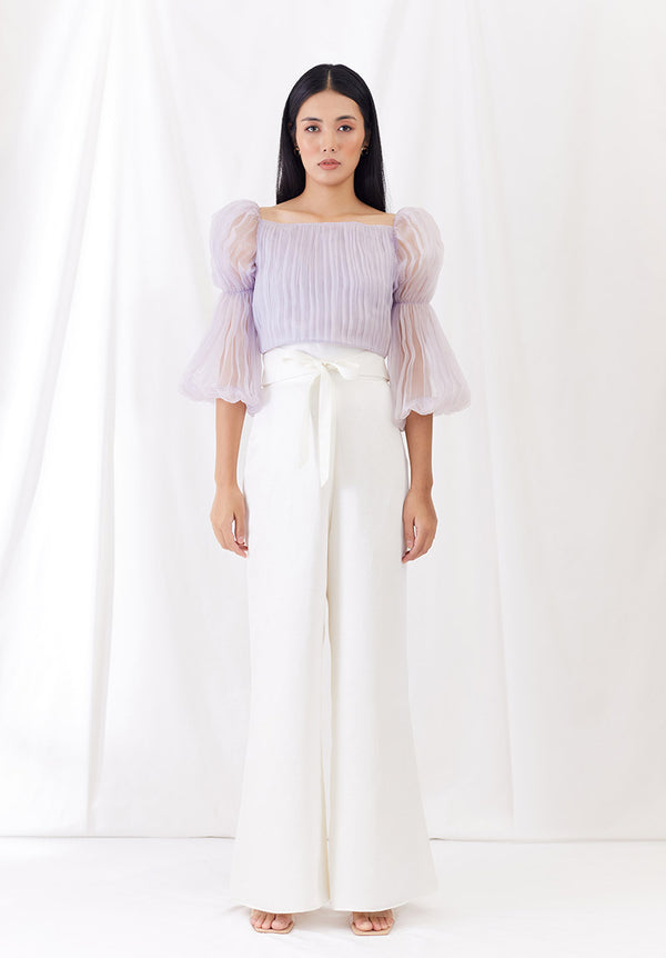 Lilac Organza Billow Sleeve Top