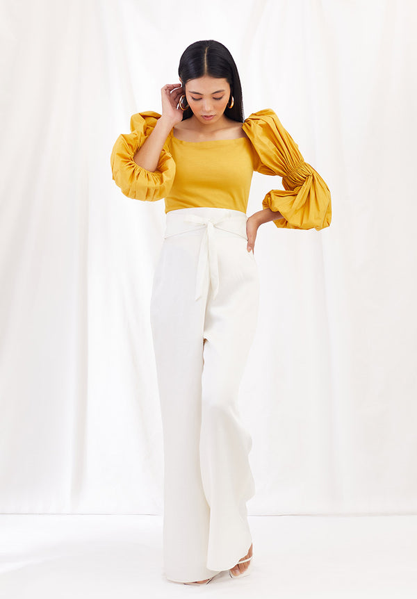 Ivory Tie-Detail Pants