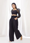 Midnight Billow Sleeve Crop Top