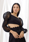 Midnight Billow Sleeve Crop Top