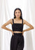 Midnight Pleated Scallop Detail Crop Top
