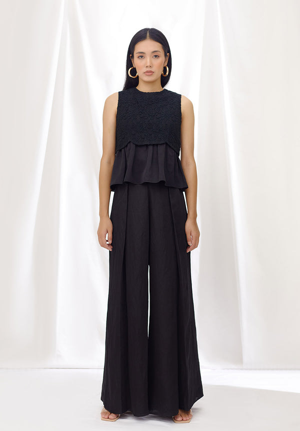 Midnight Contrast Peplum Top