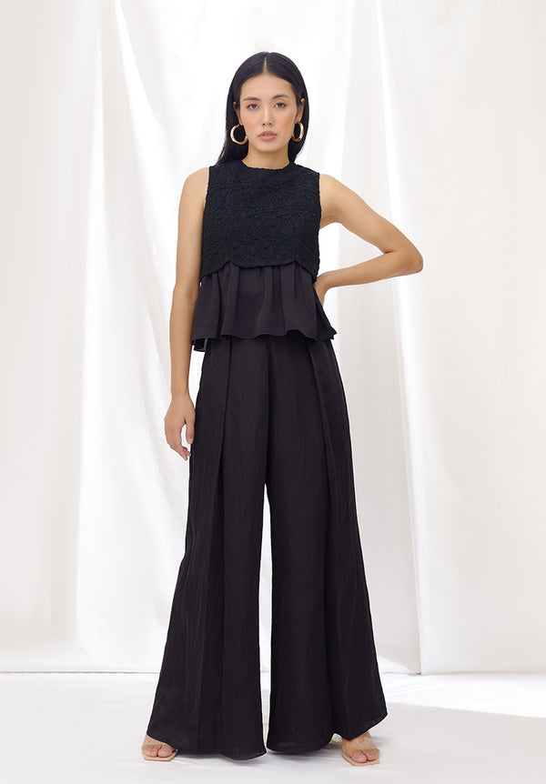 Midnight Contrast Peplum Top