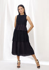 Midnight Contrast Peplum Top And Skirt Set