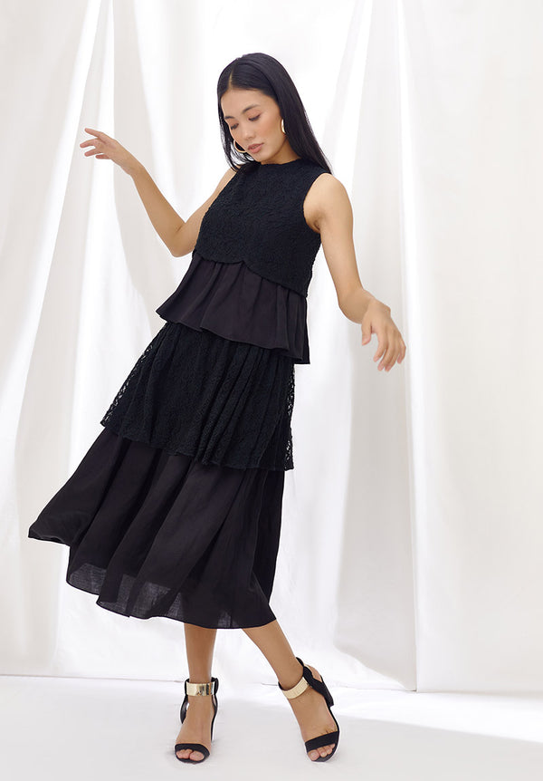 Midnight Contrast Layered Skirt