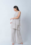 Mist Grey Layered Tunic And Pants Set
