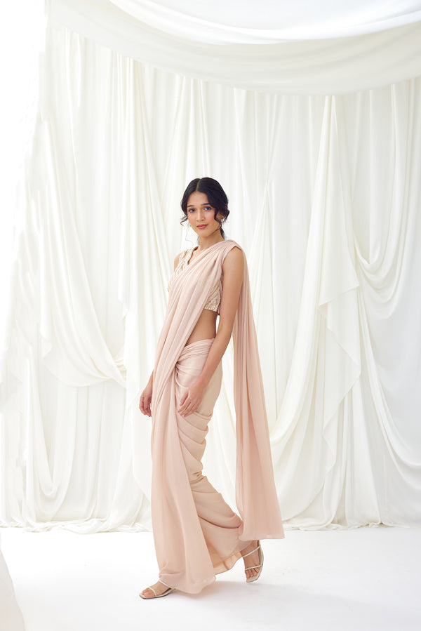 Sunset Waltz Pre-Draped Saree