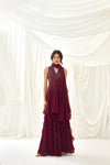 Cosmic Feelings Sharara Set in Burgundy