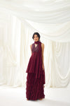 Cosmic Feelings Sharara Set in Burgundy