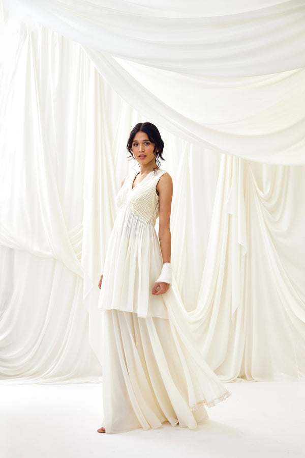 Milky Way Sharara Set in Ivory