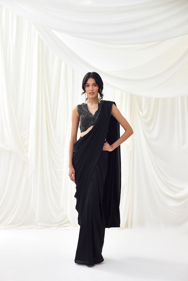 Midnight Waltz Pre-Draped Saree