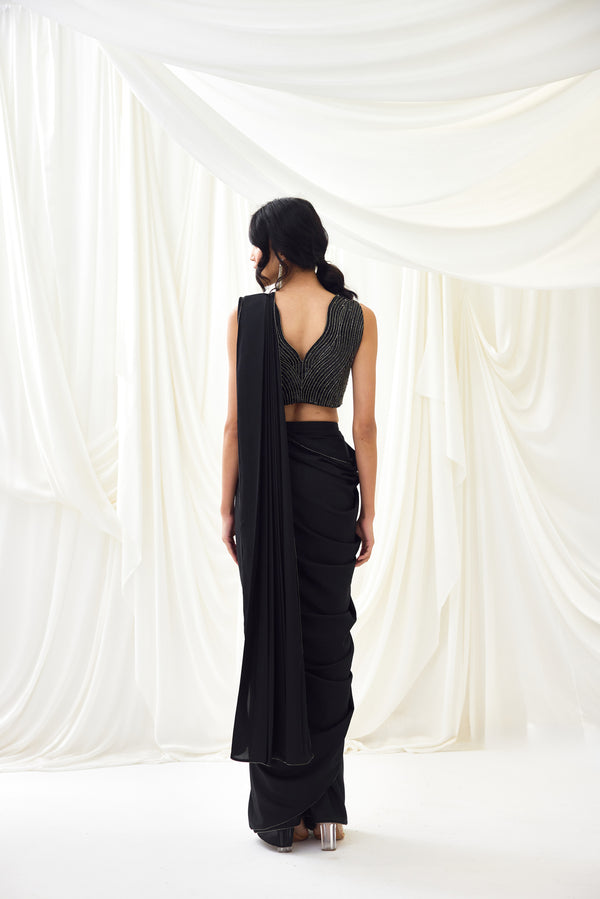 Midnight Waltz Pre-Draped Saree