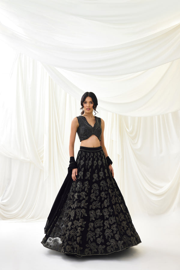 Nocturnes Lehenga Set in Black
