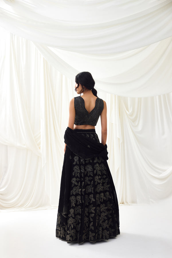 Nocturnes Lehenga Set in Black
