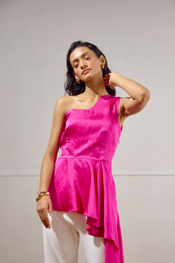 Cascade Asymmetrical Peplum Top