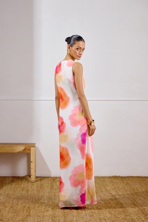 Sunset Soiree Printed Wrap Dress
