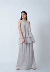 Mist Grey Layered Sharara Set