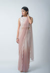 Blush And Rose Ombre Pre-Draped Saree