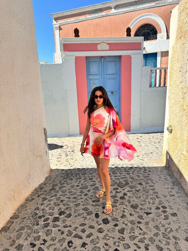 Billow Draped Top & Skirt Set