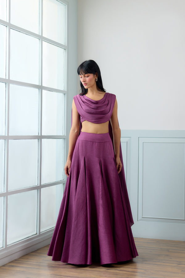Horizons Lehenga Set in Mulberry