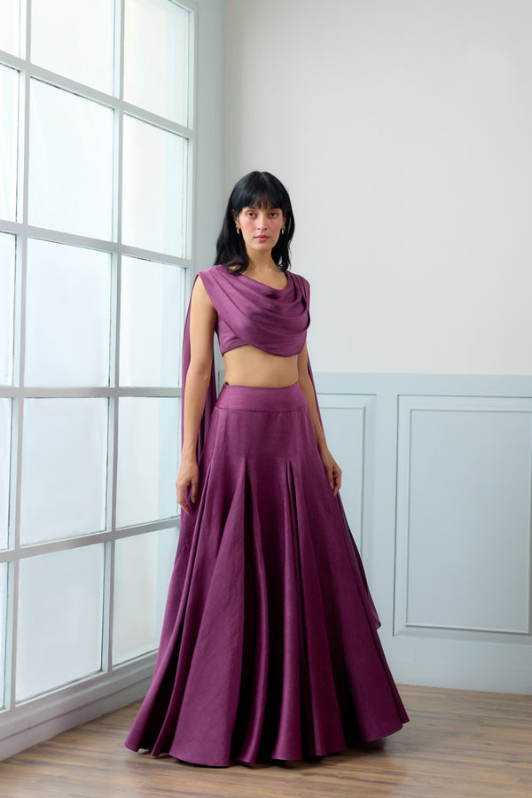 Horizons Lehenga Set in Mulberry