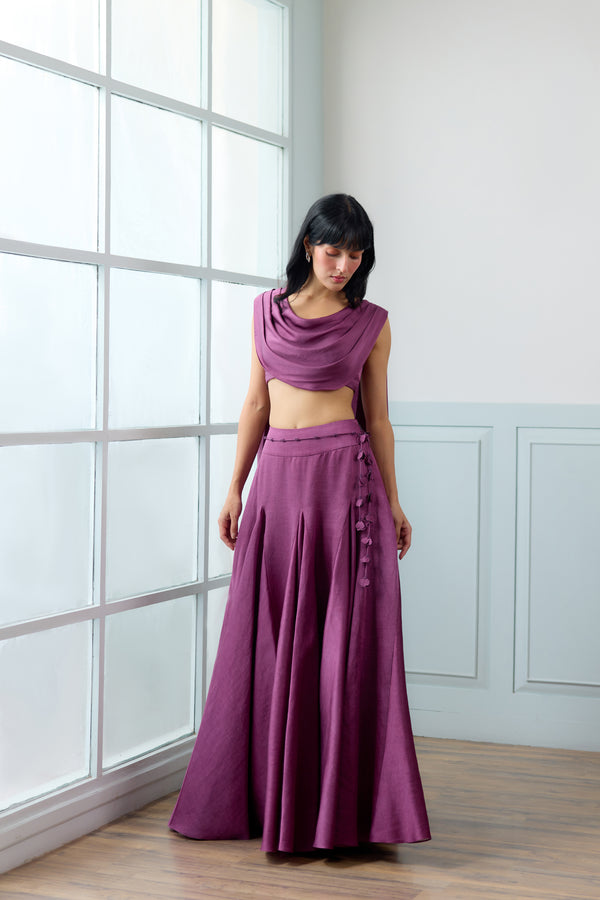 Horizons Lehenga Set in Mulberry