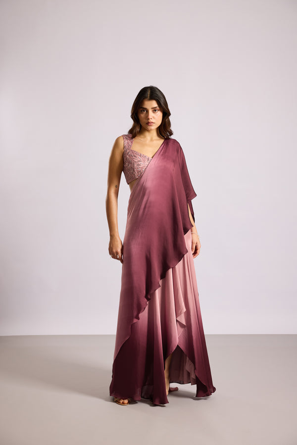Unfurl Ombre Draped Saree