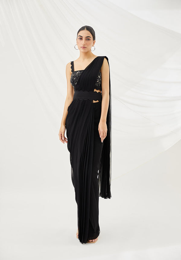 Midnight Cloudland Pre-Draped Saree