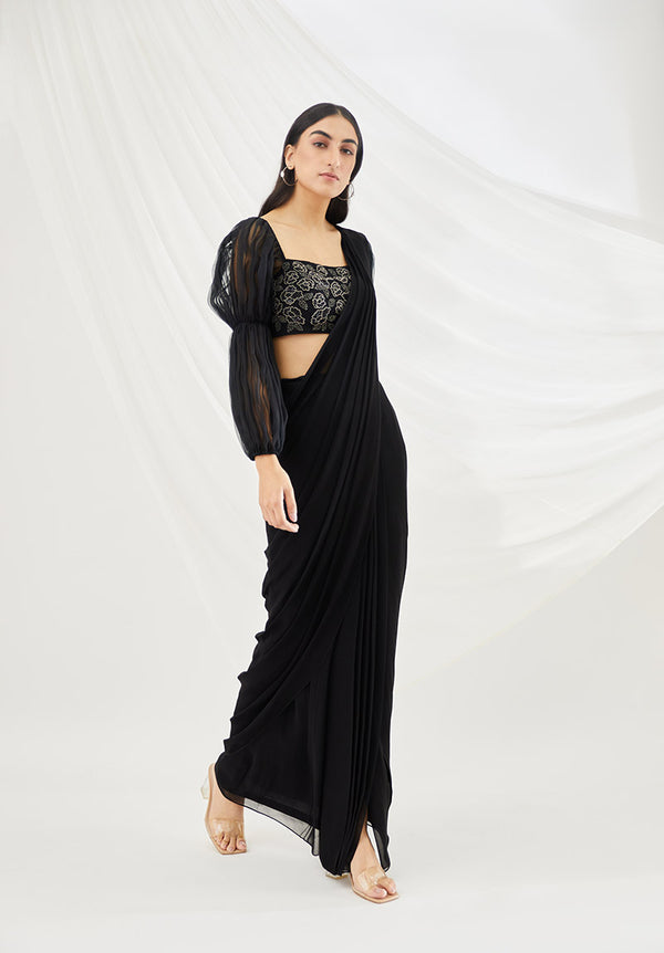 Midnight Pre-Draped Saree