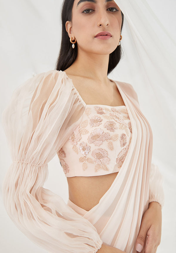 Blush Ombre Pre-Draped Saree