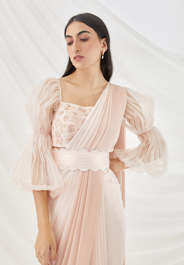 Blush Ombre Pre-Draped Saree