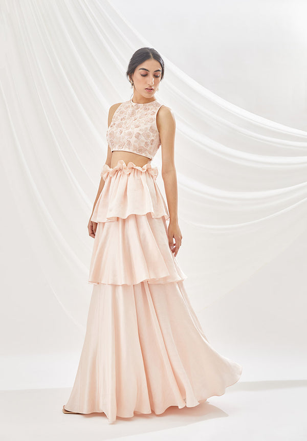 Blush Layered Lehenga Set