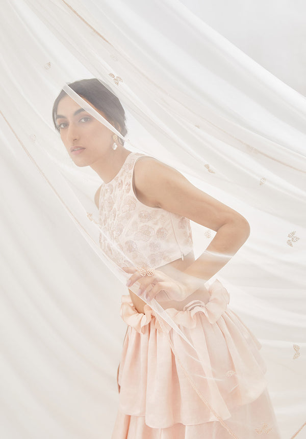 Blush Layered Lehenga Set