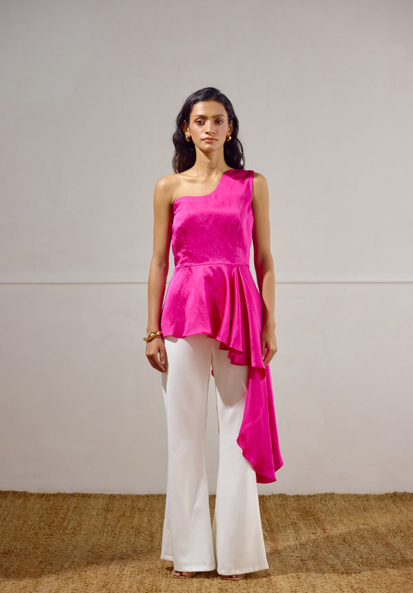 Cascade Asymmetrical Peplum Top