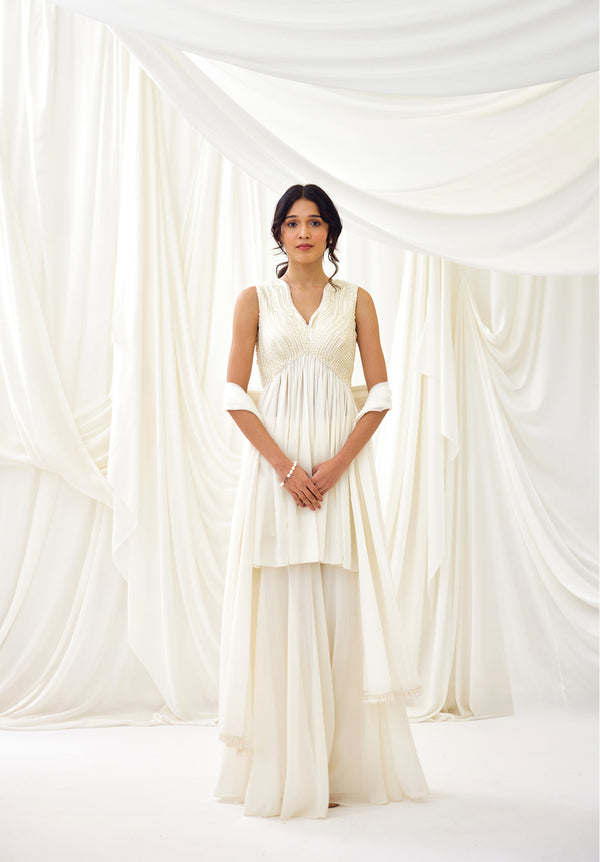 Milky Way Sharara Set in Ivory