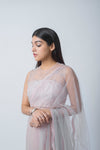 Blush And Grey Ombre Pre-Draped Saree