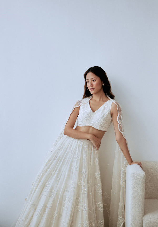 Ivory 'Head in the Clouds' Lehenga Set