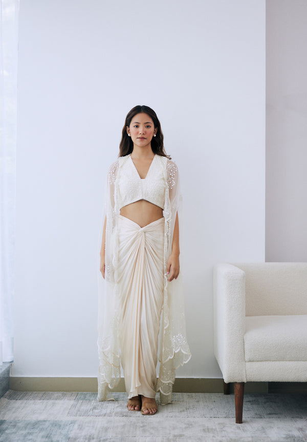 Ivory Organza Cloud Cape