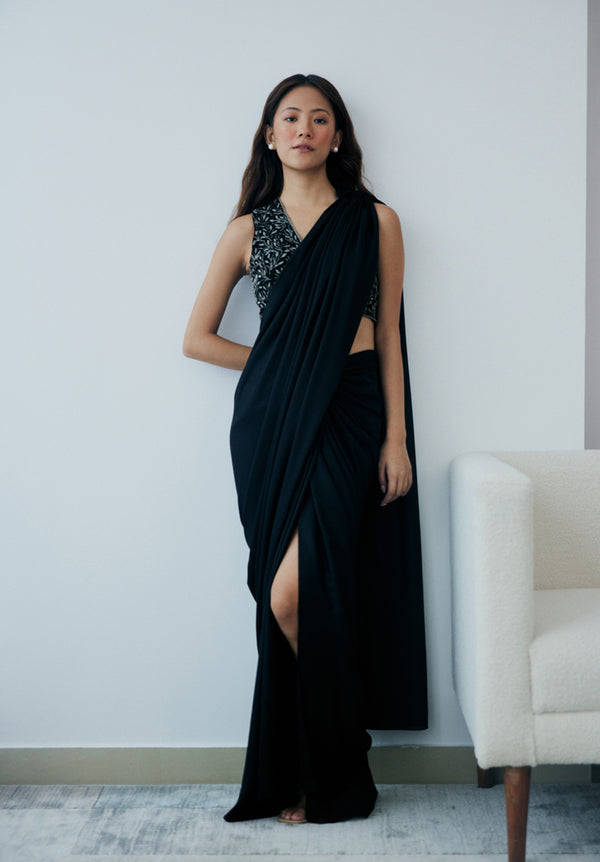 Midnight Knot Drape Saree