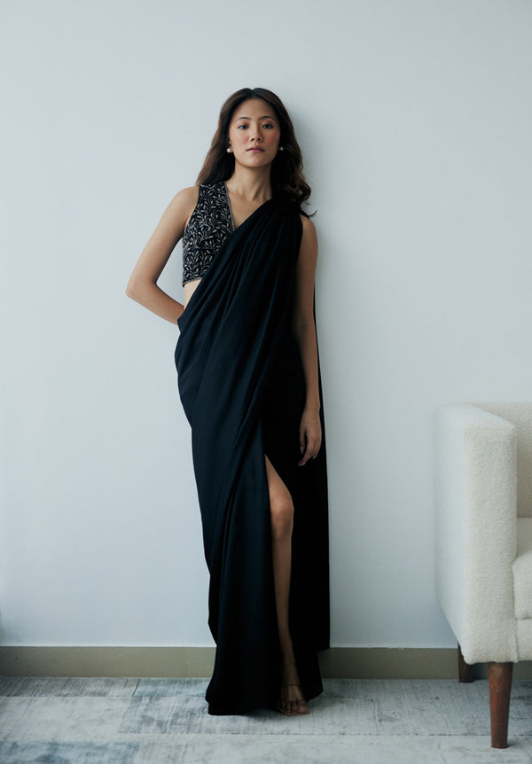 Midnight Knot Drape Saree