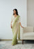 Ivory and Green Ombre Pre-Draped Saree
