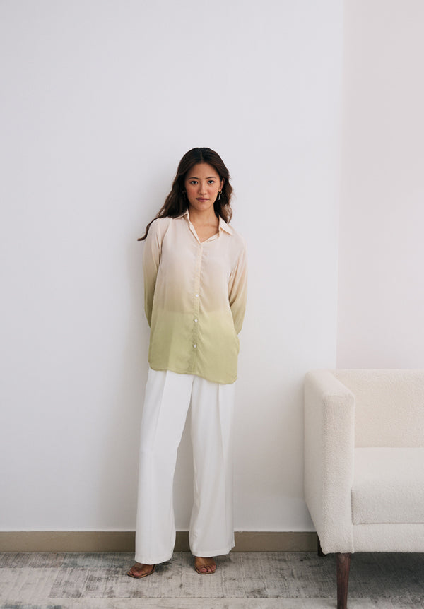 Ivory and Green Ombre Shirt