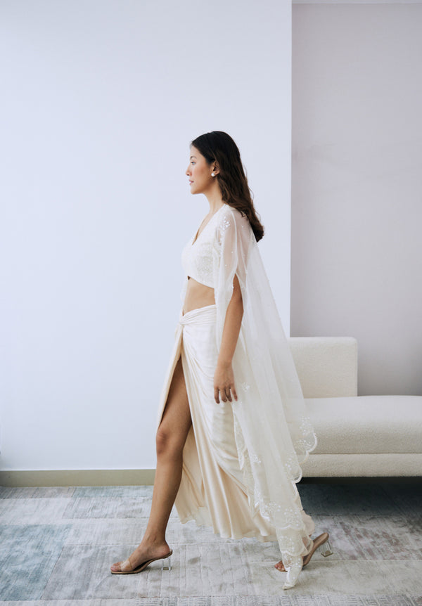 Ivory Organza Cloud Cape